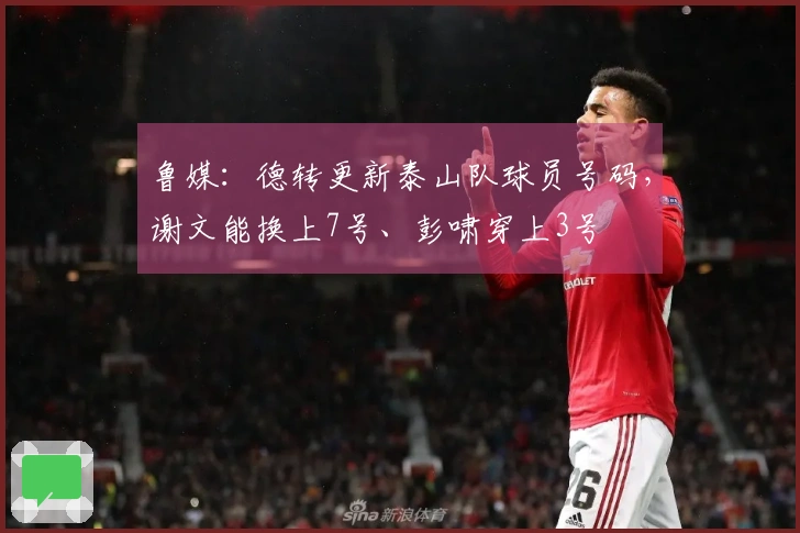 鲁媒：德转更新泰山队球员号码，谢文能换上7号、彭啸穿上3号